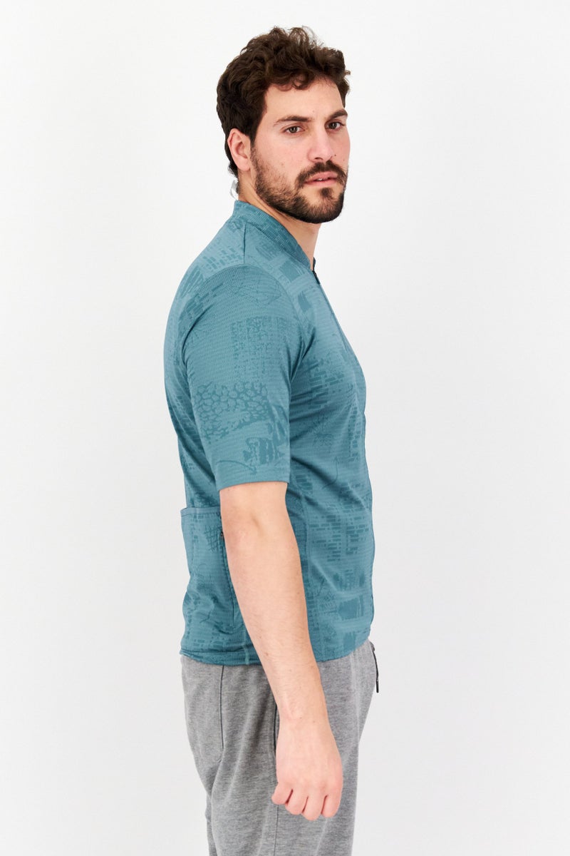 Adidas قميص رياضي للرجال بأكمام قصيرة، أخضر مزرق - Image 2